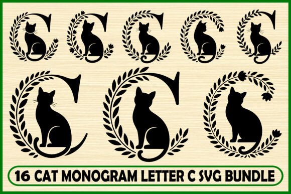 16 Cat Monogram Letter C Bundle: A Stylish Design Resource