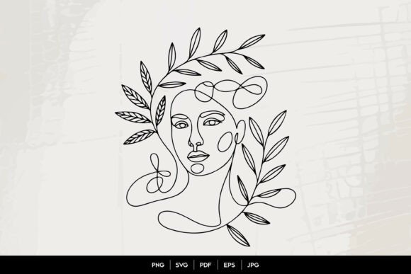 Abstract Woman Botanical Face Art: Blending Nature and Femininity in Modern Design