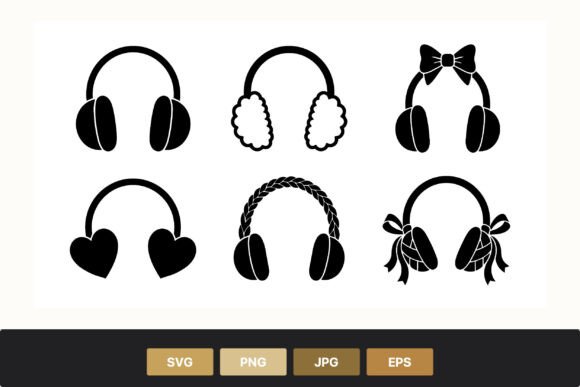 Black Headphones Silhouettes with Hearts: A Versatile Design Asset for Modern Creators