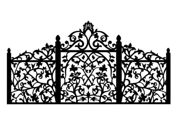 Black Wrought Iron Gate with Floral Designs