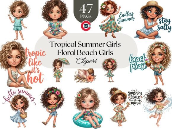 Boho Tropical Summer Girls Clipart: A Strategic Asset for Visual Branding