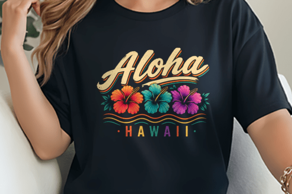 Bringing Retro Vibes to Life with Aloha Hawaii Grunge Script Hibiscus PNG