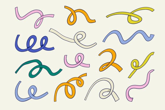 Colorful Ribbon Curve Doodle Element Set: A Guide to Dynamic Design