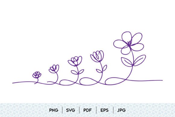 Continuous Line Flower Border SVG