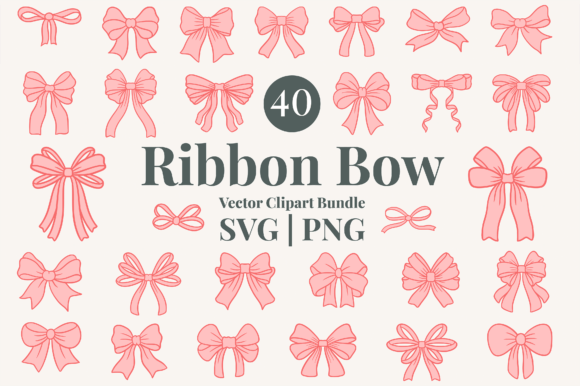 Coquette Ribbon Bow Illustration Bundle: A Practical Asset for Digital and Print Design