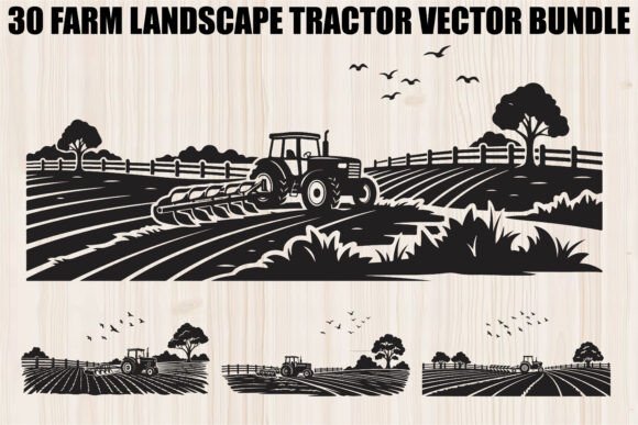 Cultivating Creativity: The Ultimate Guide to the Farm Landscape Tractor Silhouette Vector Bundle