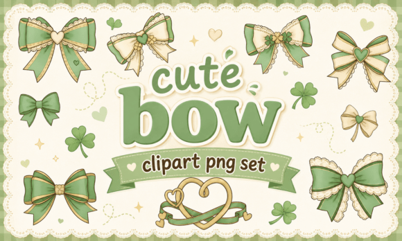 Cute Bow Clipart PNG Set - St Patrick's