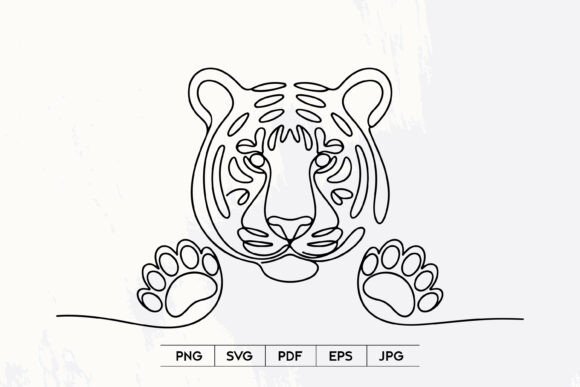 Cute Tiger Line Art SVG: Modern Design Assets