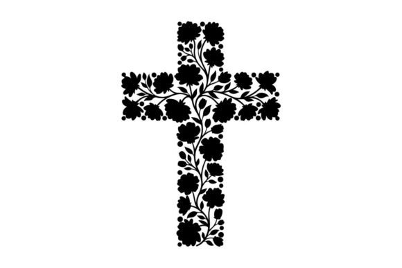 Elegant Black Floral Cross Symbol for Re: A Practical Design Asset