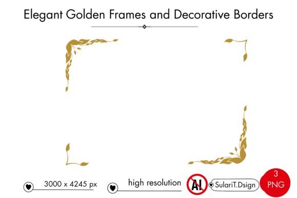 Elegant Golden Floral Corner Frames: Elevating Your Creative Projects