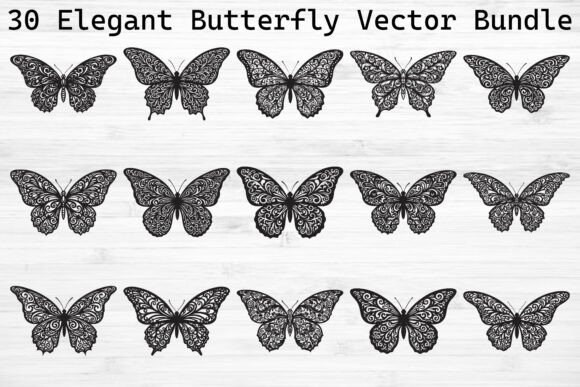 Elegant Ornamental Butterfly Bundle: A Workflow Asset for Professional Design