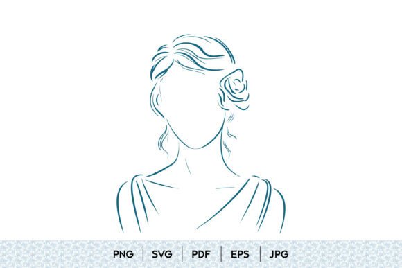 Elegant Woman Outline Line Art Guide
