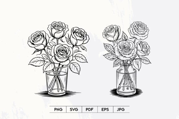 Elevating Design Projects with the Rose Vase Line Art SVG Set