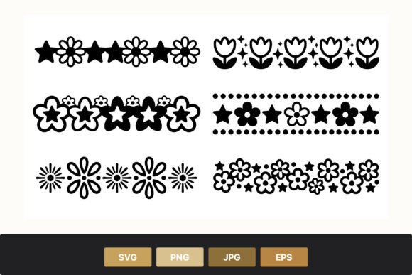 Elevating Design with the Black White Floral Star Border Vector Collection
