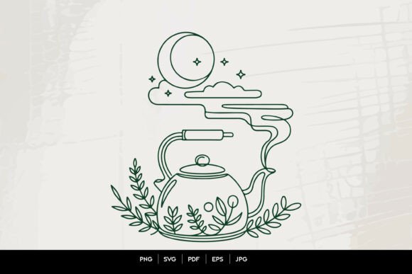 Evaluating the Moon Teapot Line Art Vector for Modern Design Projects