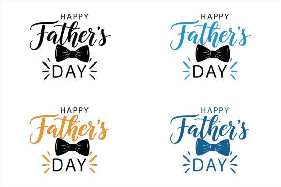 Happy Father's Day Calligraphy Designs with Bow Ties