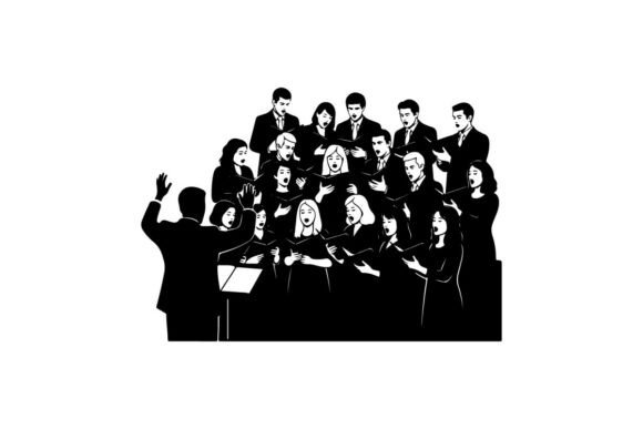 Large Professional Choir Singing with Co: A Guide to Elegant Silhouette Clip Art