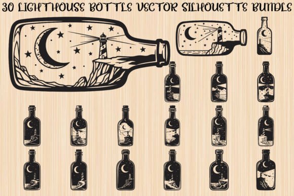 Lighthouse Bottle Bundle: Vector Art for Creators