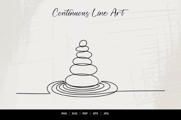 Minimal Zen Stone Line Art SVG File