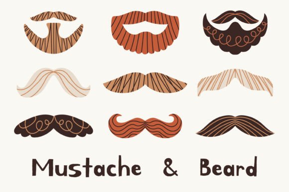 Mustache Beard PNG Clipart Set: Elevate Your Father's Day and Festive Designs