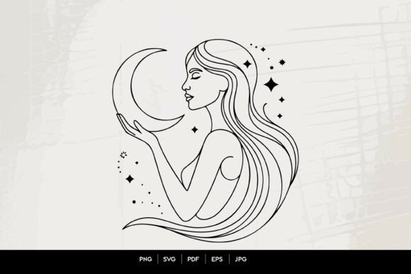Mystical Woman Holding Crescent Moon