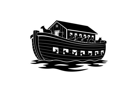Noah's Ark Illustration with Animals on