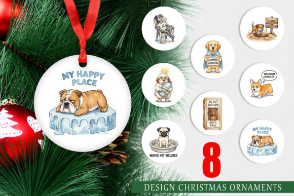 Sarcastic Lazy Dog Summer Ornament PNG