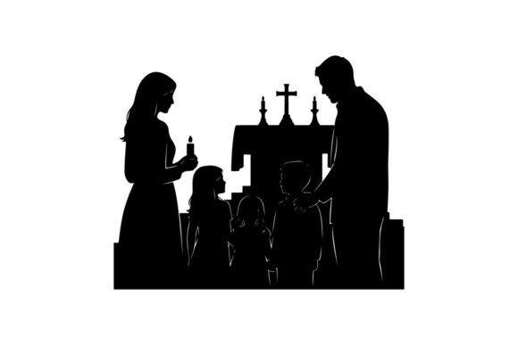 Silhouette Family at Candlelit Communion