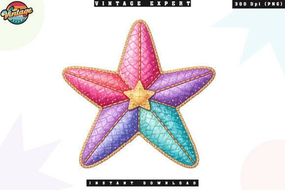 Starfish Beach Summer Patchwork PNG