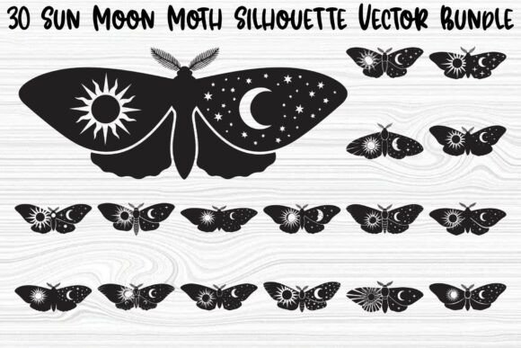 Sun Moon Moth Silhouette Bundle: A Creative Toolkit for Mystical Designs
