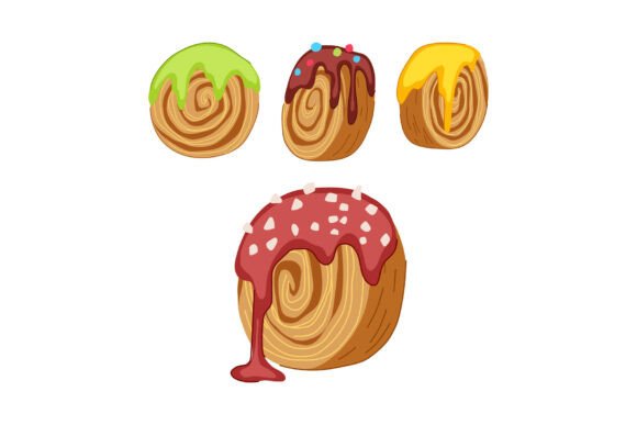 Sweet Rolls with Colorful Icing Font