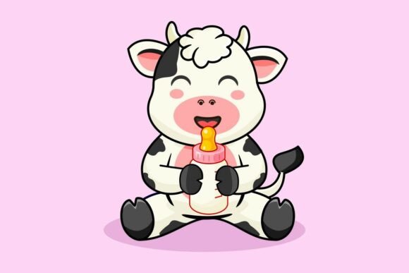 The Strategic Value of Kawaii Aesthetics: Leveraging the Cute Baby Cow Drinking Milk from Bottle Illustration in Modern Branding
