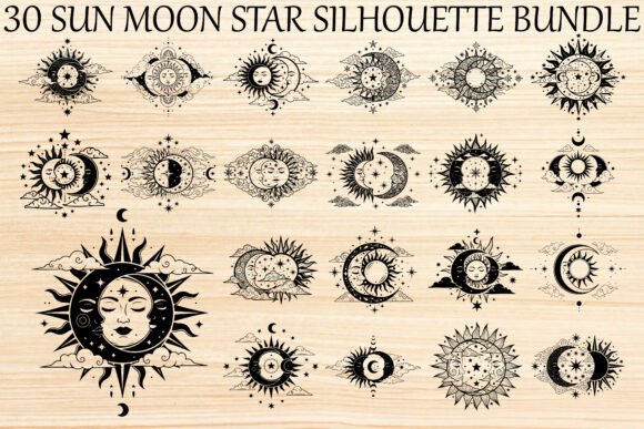 Unlocking Celestial Creativity with the Sun Moon Star Silhouette Bundle