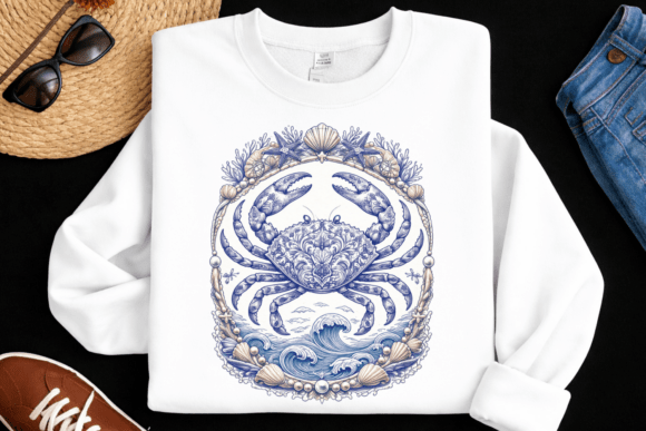 Vintage Crab Ocean PNG Illustration: A Timeless Nautical Design Asset